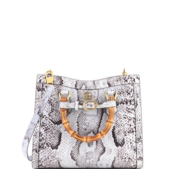 Gucci Diana NM Bamboo Handle Tote Python Small