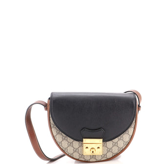 Gucci Padlock Saddle Shoulder Bag GG Coated Canvas and Leather Small