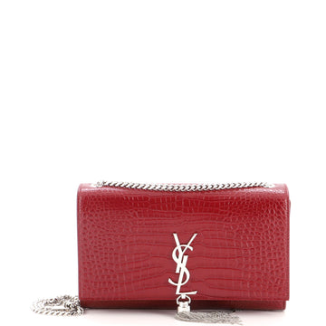 Saint Laurent Classic Monogram Tassel Crossbody Bag Crocodile Embossed Leather Medium