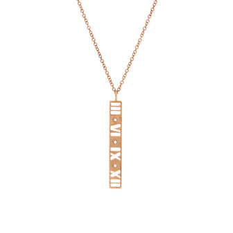 Tiffany & Co. Atlas Pierced Bar Drop Pendant Necklace 18K Rose Gold with Diamonds