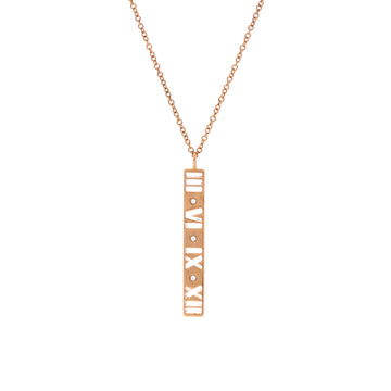 Tiffany & Co. Atlas Pierced Bar Drop Pendant Necklace 18K Rose Gold with Diamonds
