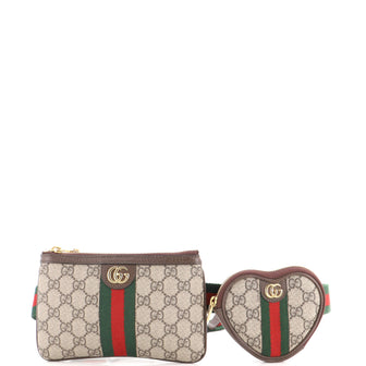 Gucci Ophidia Heart Utility Double Belt Bag GG Coated Canvas