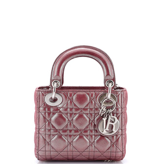 Christian Dior Lady Dior Chain Bag Cannage Quilt Iridescent Leather Mini