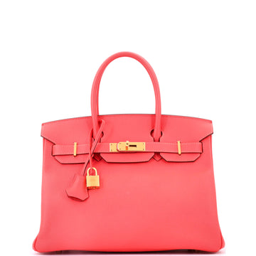 Hermes Birkin Handbag Red Epsom with Gold Hardware 30