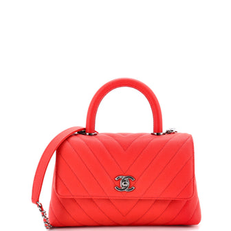Chanel Coco Top Handle Bag Chevron Caviar Mini