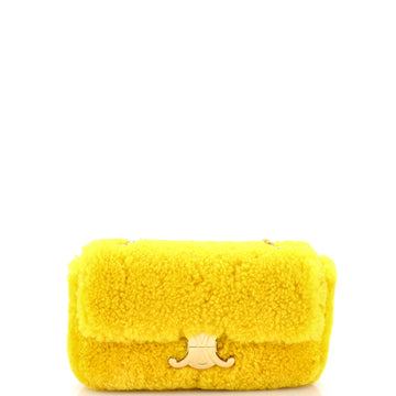 Celine Triomphe Chain Shoulder Bag Shearling Small
