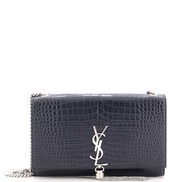 Saint Laurent Classic Monogram Tassel Crossbody Bag Crocodile Embossed Leather Medium