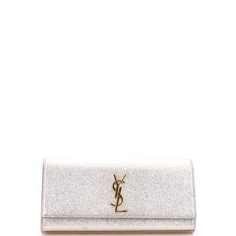Saint Laurent Classic Monogram Clutch Metallic Calfskin Long