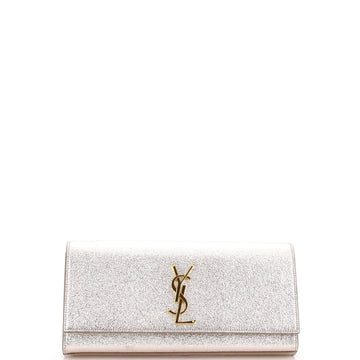 Saint Laurent Classic Monogram Clutch Metallic Calfskin Long