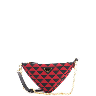 Prada Symbole Triangle Bag Leather and Jacquard Mini