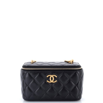 Chanel All Slide Long Vanity Case with Chain Quilted Lambskin Small