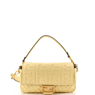 Fendi Baguette NM Bag Zucca Embossed Leather Medium