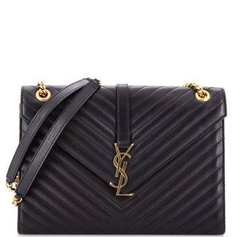 Saint Laurent Classic Monogram Envelope Satchel Matelasse Chevron Leather Large