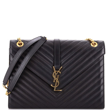 Saint Laurent Classic Monogram Envelope Satchel Matelasse Chevron Leather Large