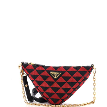 Prada Symbole Triangle Bag Leather and Jacquard Mini