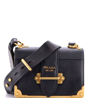 Prada Cahier Crossbody Bag Leather and Saffiano Leather Small