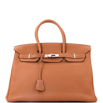 Hermes Birkin Handbag Brown Togo with Palladium Hardware 35