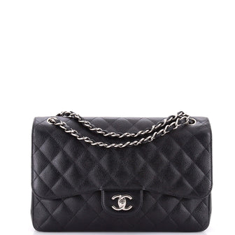 Chanel Classic Double Flap Bag Quilted Caviar Jumbo