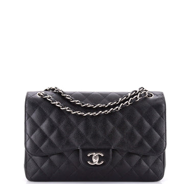 Chanel Classic Double Flap Bag Quilted Caviar Jumbo