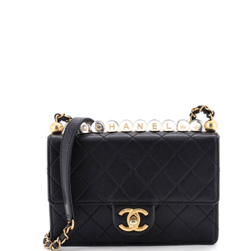 Chanel Chic Pearls Flap Bag Quilted Goatskin with Acrylic Beads Small