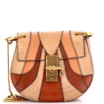 Chloe Drew Patchwork Crossbody Bag Leather and Suede Small