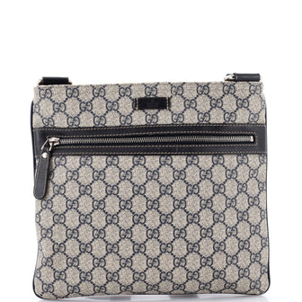Gucci Front Zip Flat Messenger Bag GG Coated Canvas Medium