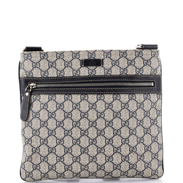 Gucci Front Zip Flat Messenger Bag GG Coated Canvas Medium