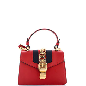 Gucci Sylvie Top Handle Bag Leather Mini