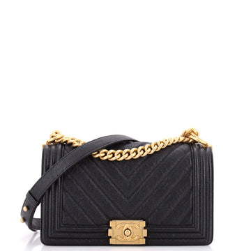 Chanel Boy Flap Bag Chevron Caviar Old Medium