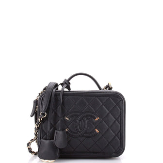 Chanel Filigree Vanity Case Quilted Caviar Medium