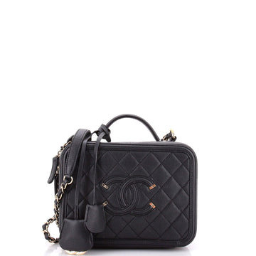 Chanel Filigree Vanity Case Quilted Caviar Medium