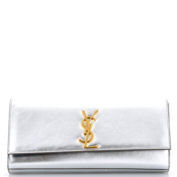 Saint Laurent Classic Monogram Clutch Metallic Calfskin Long