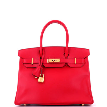 Hermes Birkin Handbag Red Epsom with Gold Hardware 30