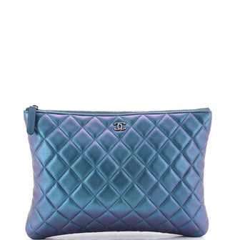 Chanel O Case Clutch Quilted Iridescent Lambskin Medium