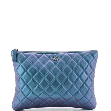 Chanel O Case Clutch Quilted Iridescent Lambskin Medium