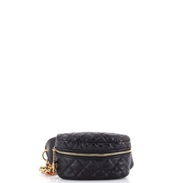 Chanel Quilted CC Logo Chain Zip Waist Bag Quilted Lambskin