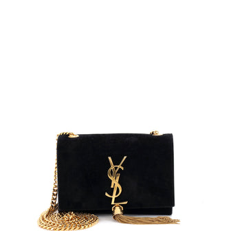 Saint Laurent Classic Monogram Tassel Crossbody Bag Suede Small