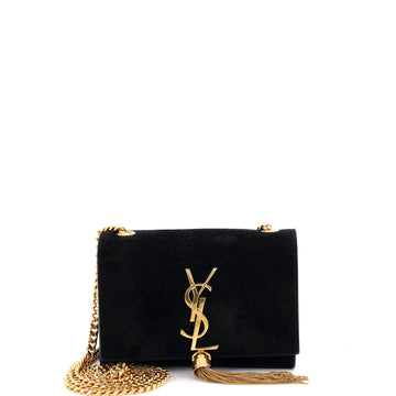 Saint Laurent Classic Monogram Tassel Crossbody Bag Suede Small