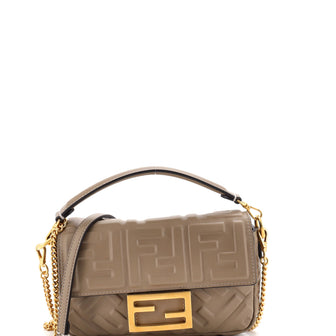 Fendi Baguette NM Bag Zucca Embossed Leather Mini