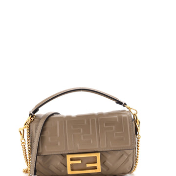 Fendi Baguette NM Bag Zucca Embossed Leather Mini