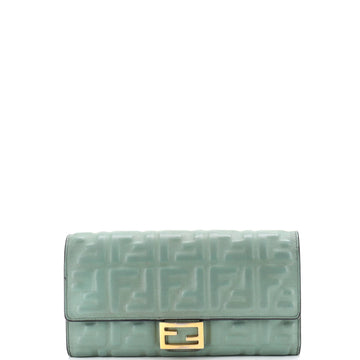 Fendi Baguette Continental Wallet Zucca Embossed Leather