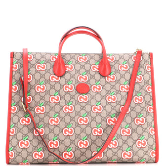 Gucci Convertible Open Tote Apple GG Coated Canvas Large