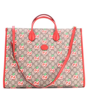 Gucci Convertible Open Tote Apple GG Coated Canvas Large