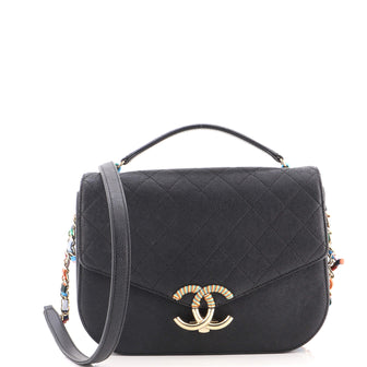 Chanel Thread Around Flap Bag Quilted Caviar Medium
