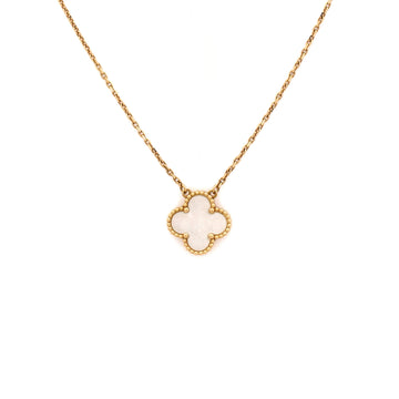 Van Cleef & Arpels Vintage Alhambra Pendant Necklace 18K Yellow Gold and Mother of Pearl