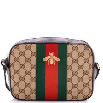 Gucci Bee Web Camera Bag GG Canvas