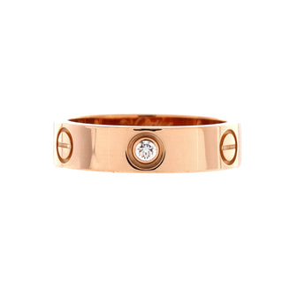 Cartier Love 3 Diamonds Band Ring 18K Rose Gold with Diamonds