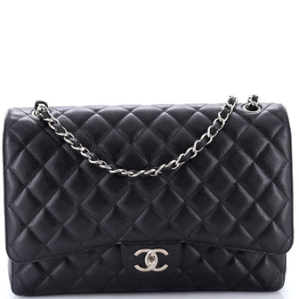 Chanel Classic Double Flap Bag Quilted Caviar Maxi