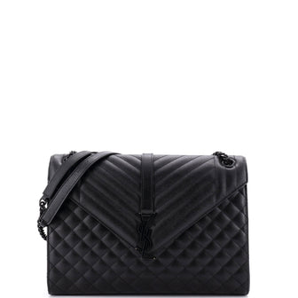 Saint Laurent Classic Monogram Envelope Satchel Mixed Matelasse Leather Large