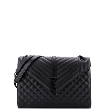 Saint Laurent Classic Monogram Envelope Satchel Mixed Matelasse Leather Large